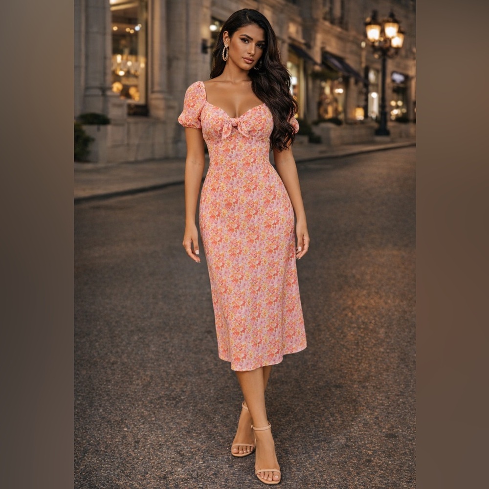 Glitz Beaute “Blush Garden Muse Midi Dress”